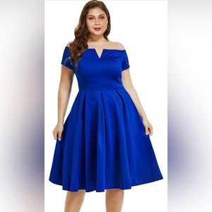 LALAGEN Women's Plus Size Vintage 1950s Party Cocktail Wedding Swing Midi Dress